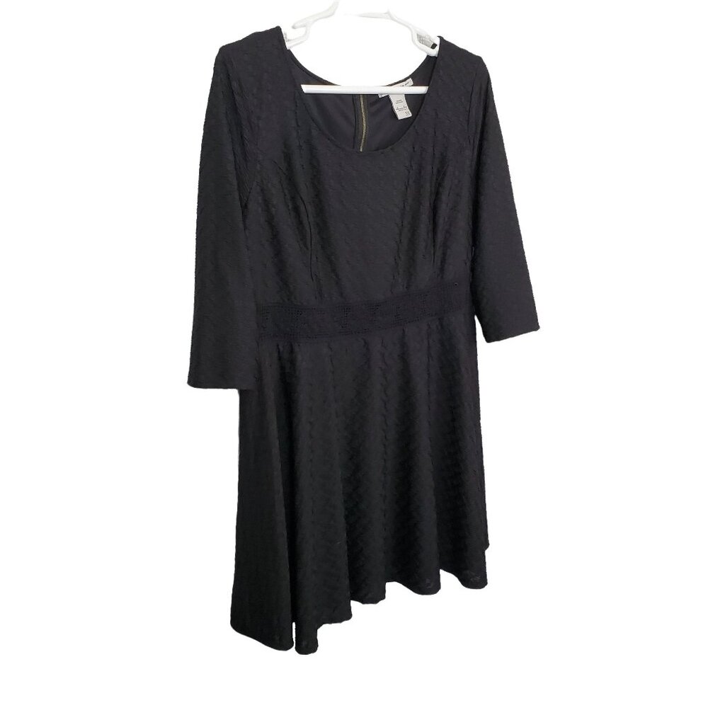 American Rag Size 3X Dress 3D Wavy Texture Lace Stretch Fit Flare Witchy Zip
